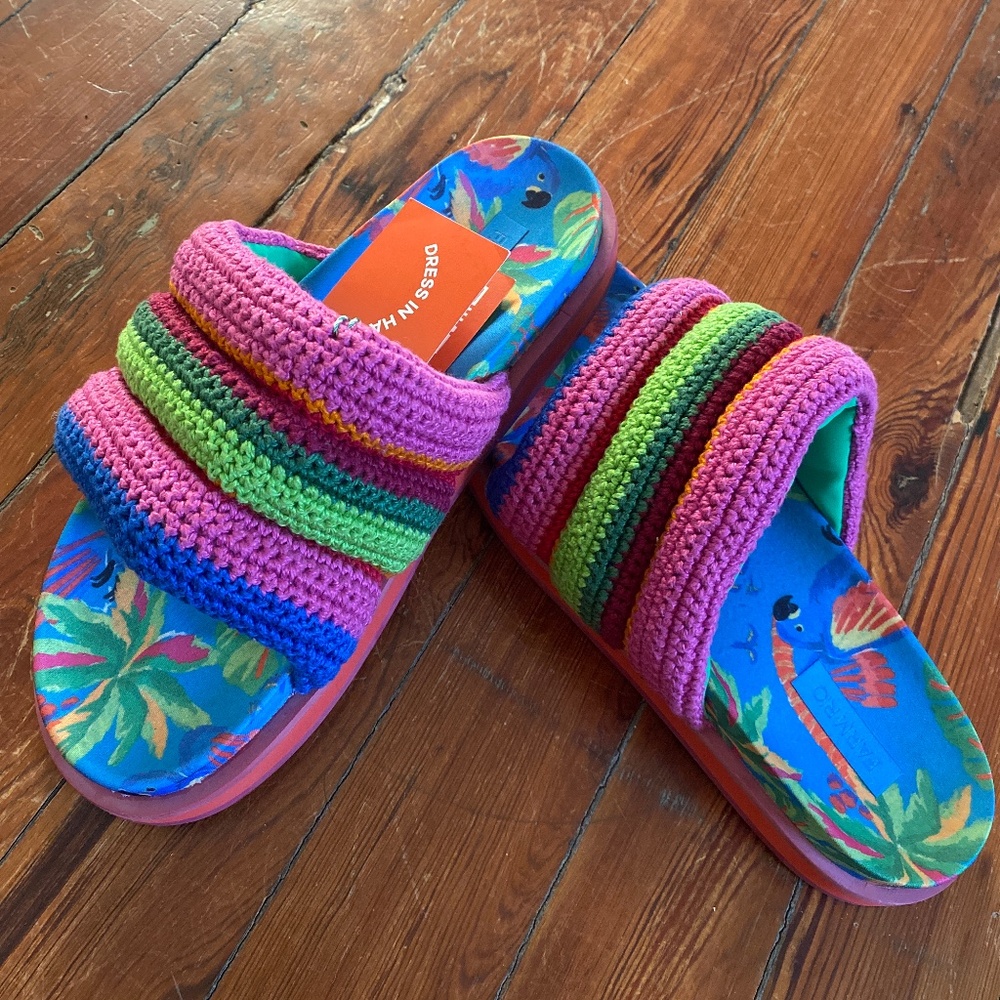 Farm Rio Dress in Happiness Slip on Sandals Multicolored US size 11